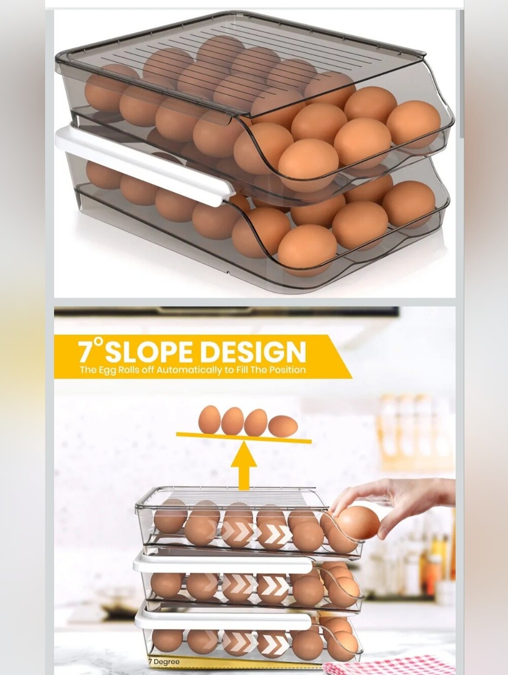 Stackable Clear Egg Storage Container - 18pcs Capacity - Picture 3 of 8